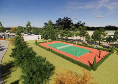 Tennis and half basketball courts